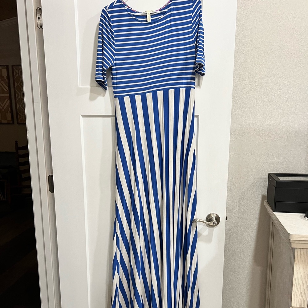 Matilda Jane Navy and White Striped Maxi Dress